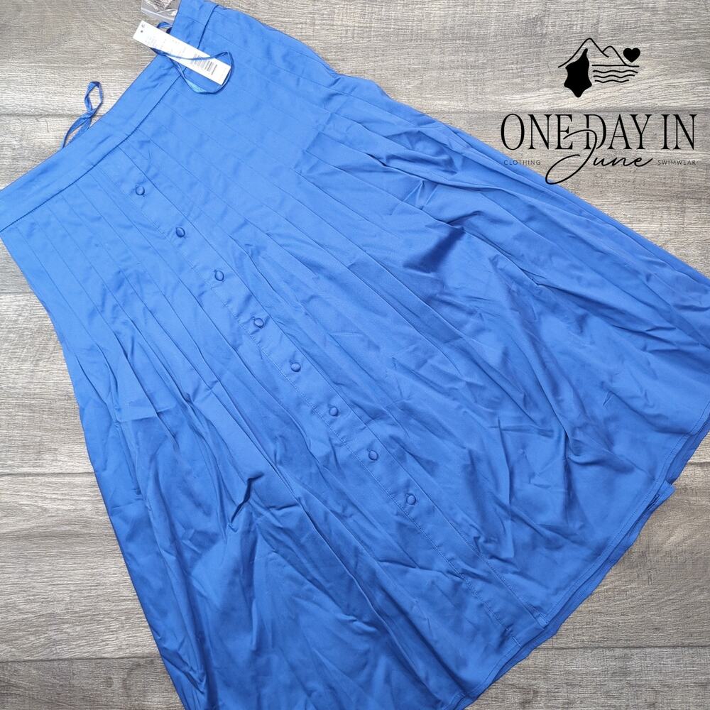 ANTONIO MELANI Royal Blue Pleated Midi Skirt